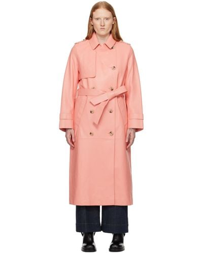 Mackage Pink Gael-v Leather Trench Coat - Orange