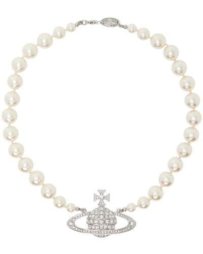 Vivienne Westwood One Row Pearl Bas Relief Necklace - Metallic