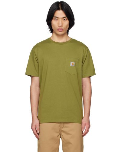 Carhartt T-shirt vert à poche plaquée