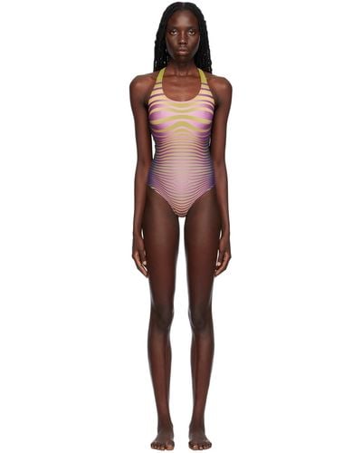 Jean Paul Gaultier Green & Purple 'the Body Morphing' Swimsuit - Black