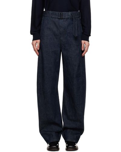 Lemaire Indigo Twisted Belted Jeans - Blue