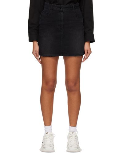 Juun.J Distressed Denim Miniskirt - Black