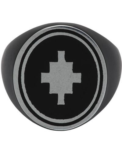 Marcelo Burlon Cross Logo Detail Thick Ring - Black
