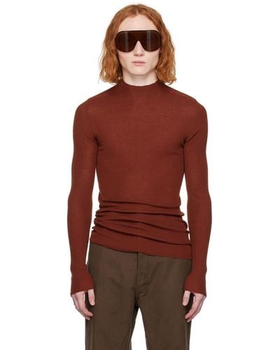 Rick Owens Brown Lupetto Sweater - Red