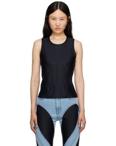 Mugler Black Embossed Tank Top