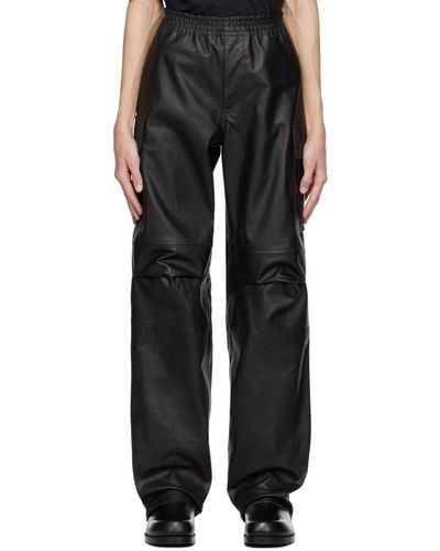 1017 ALYX 9SM Pleated Leather Cargo Trousers - Black