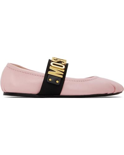 Moschino Maxi Lettering Ballerina Flats - Black