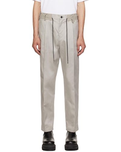 Sacai Gray Drawstring Pants - White
