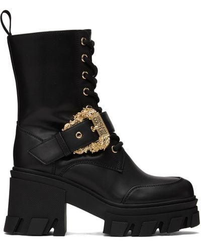 Versace Jeans Couture Black Pin-buckle Boots