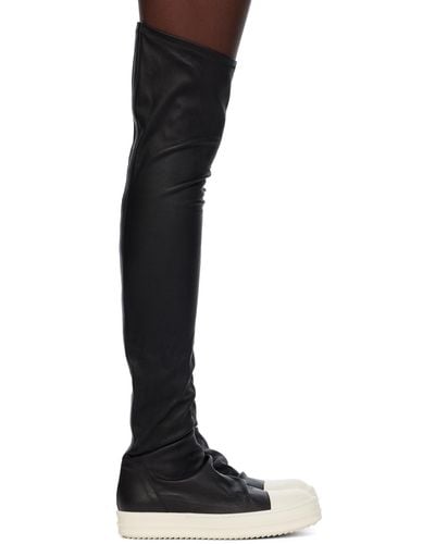 Rick Owens Knee High Sotcking Trainers In Black Leather
