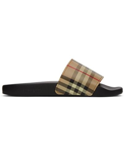 Burberry Check Furley Slides - Black