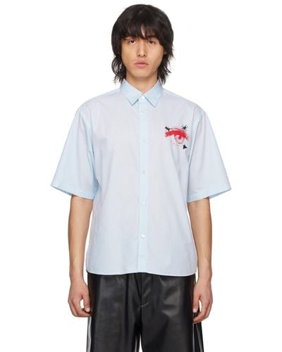 Undercover Blue Embroidered Shirt - White