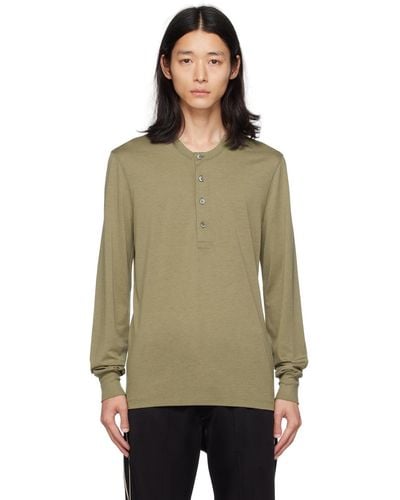 Tom Ford Khaki Jersey Henley - Multicolor