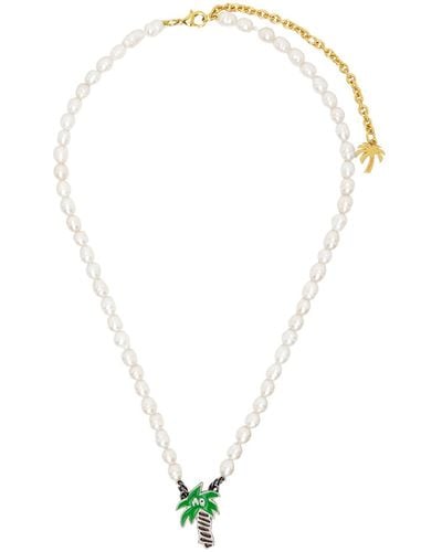 Palm Angels White Sketchy Pearls Necklace - Multicolour