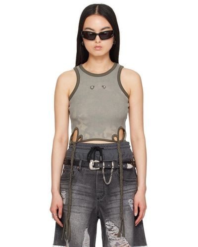 ANDERSSON BELL Khaki Camouflage Tank Top - Black