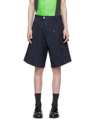 JW Anderson Navy Twisted Shorts - Blue