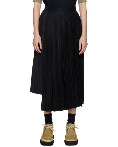 Sacai Black Chalk Stripe Midi Skirt