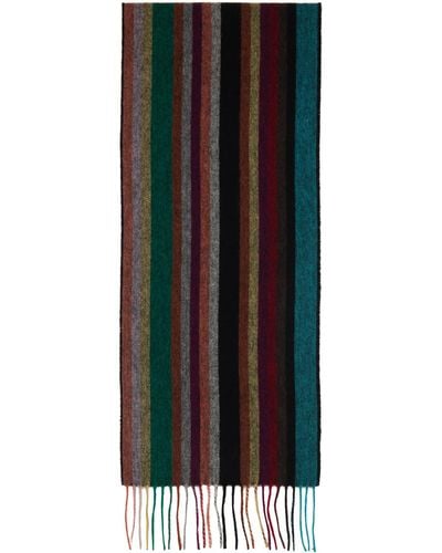 Paul Smith Multicolour Striped Scarf - Black