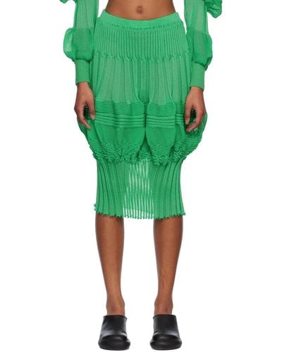 Issey Miyake Green Assemblage Midi Skirt