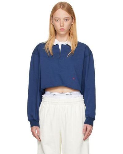 HOMMEGIRLS Cropped Rugby Polo - Blue