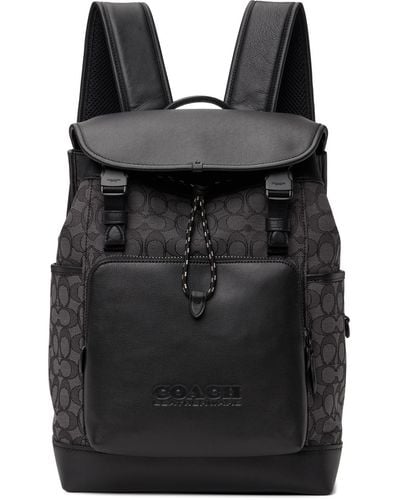 COACH Black & Grey League Flap Backpack