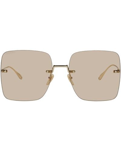Gucci Gold Oversized Square Rimless Sunglasses - Black