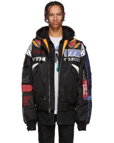 Vetements Black And Navy Alpha Industries Edition Racing Bomber Jacket
