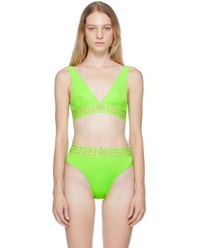 Versace Green Greca Bikini Top