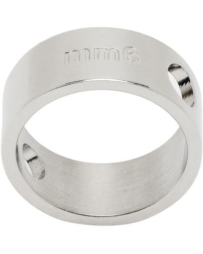 MM6 by Maison Martin Margiela Silver Circle Hole Ring - Grey