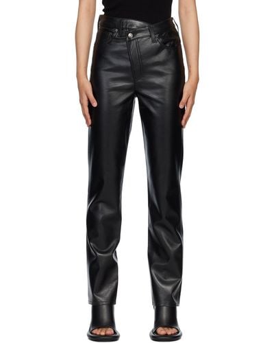 Agolde Ae Criss Cross Leather Trousers - Black