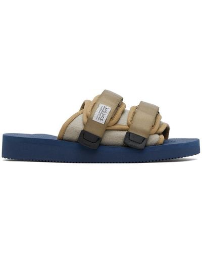 Suicoke Taupe & Navy Moto-feab Sandals - Black