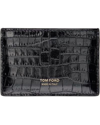 Tom Ford クロコエンボス カードケース - ブラック