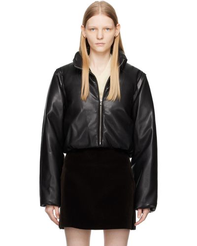 Low Classic Cropped Faux-leather Down Jacket - Black
