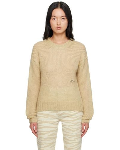 Ganni Beige Embroidered Sweater - Natural