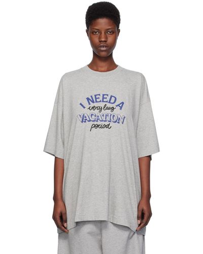 Vetements T-shirt 'i need a vacation' gris - Multicolore
