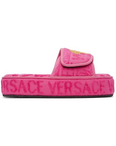 Versace Medusa Embroide Slippers - Pink