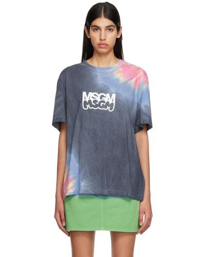 MSGM Blue Burro Studio Edition Tie-dye T-shirt