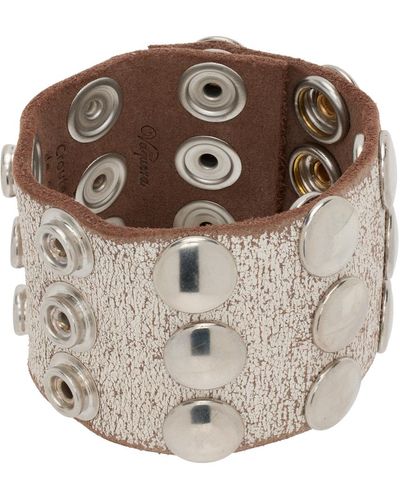 VAQUERA Bracelet blanc et brun clair en cuir à boutons-pression - Métallisé