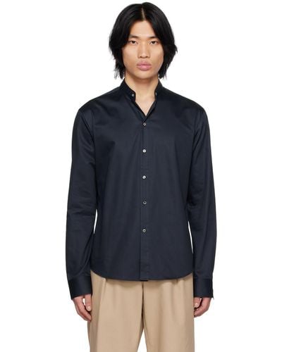 WOOYOUNGMI Navy Button Up Shirt - Black