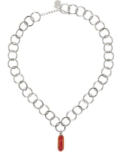 Marni Silver Hotdog Necklace - Natural