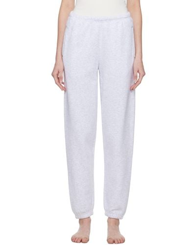 Skims Grey Cotton Fleece Classic jogger Lounge Pants - White