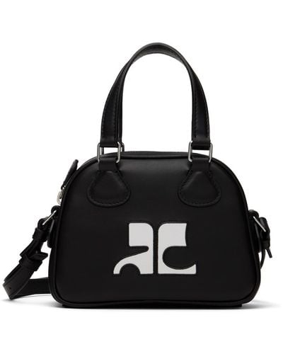 Courreges Mini Leather Bowling Bag - Black