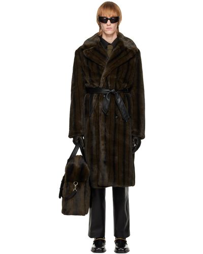 Ernest W. Baker Double-breasted Faux-fur Coat - Black