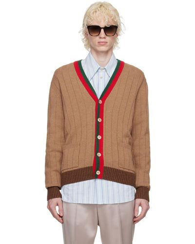 Gucci Brown Camel Hair Cardigan - Blue