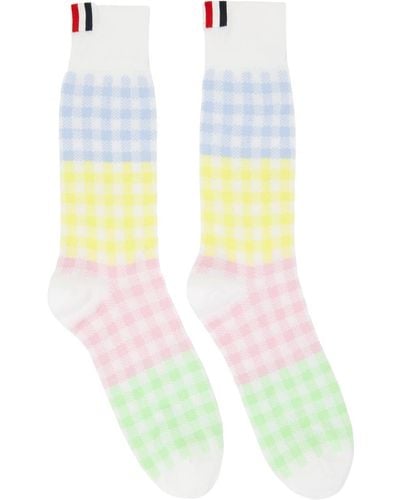 Thom Browne Multicolor Checkered Socks - White
