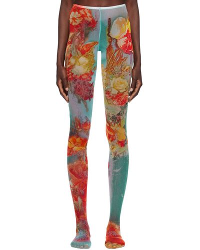 Jean Paul Gaultier 'the Body Flower' Tights - Red