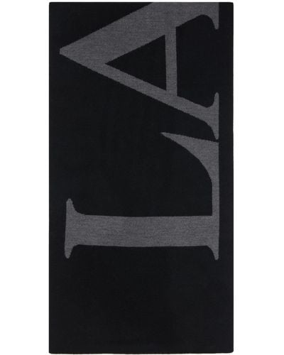 Lanvin Black & Grey Logo Scarf
