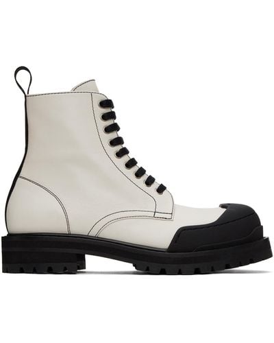 Marni Off-white Dada Combat Boots - Black