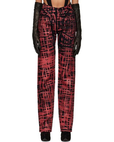 Maximilian Davis Scratch Check Jeans - Red