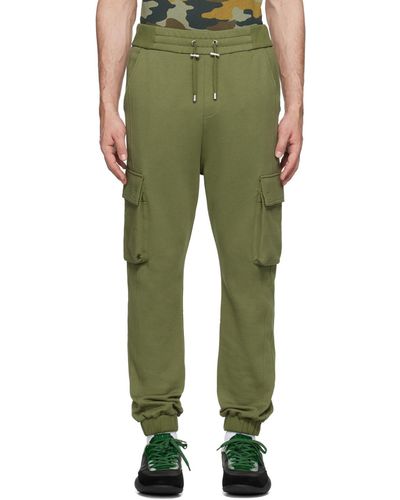 Balmain Pantalon de survêtement kaki à logo imprimé - Vert